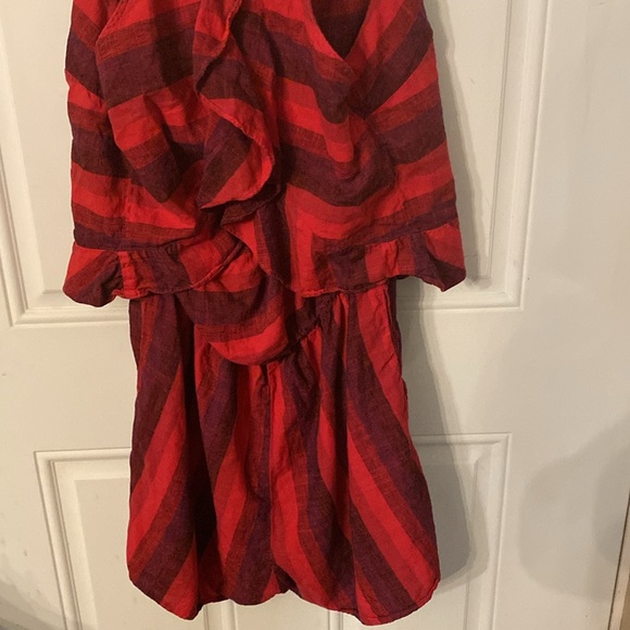 Anthropologie Amadi Melia Striped Linen Shorts Romper Jumper - Picture 9 of 14